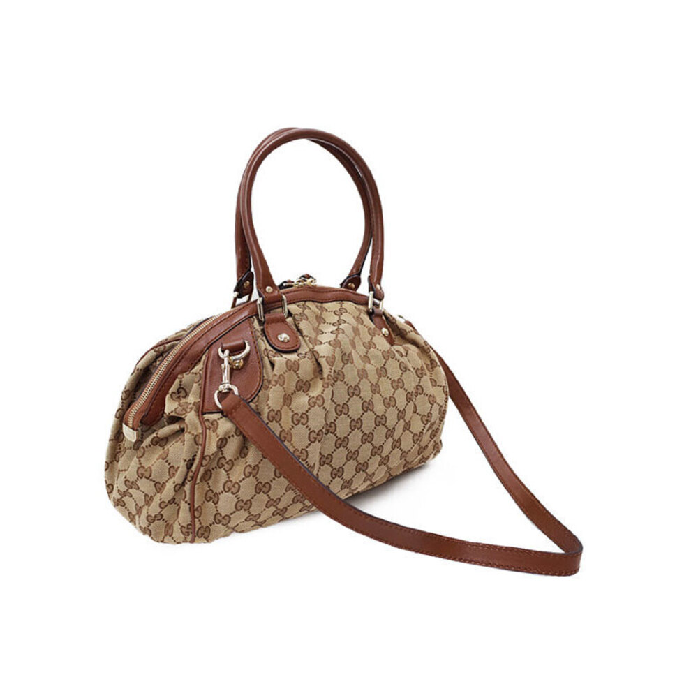 Gucci leather beige Bag canvas Sukey brown GG